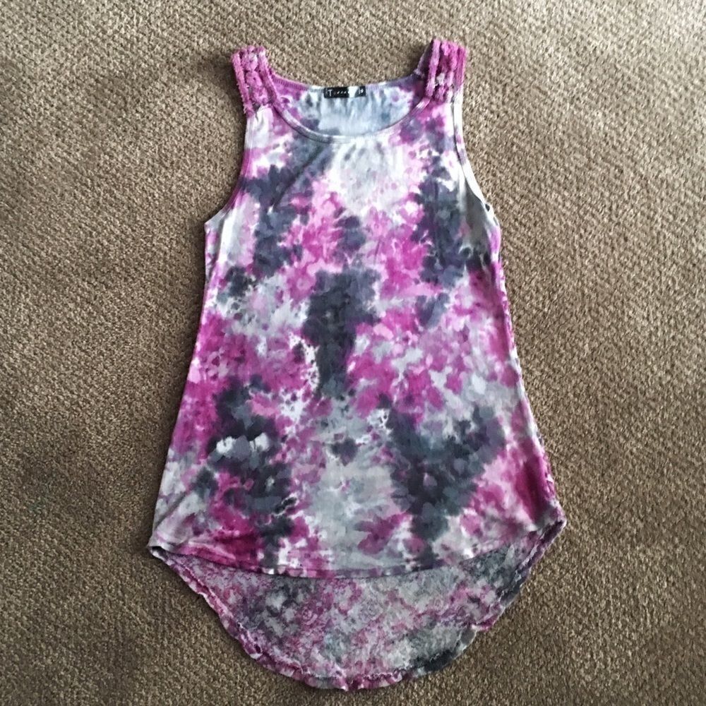 Shades of Purple & Grey Tie Dye Tank Top